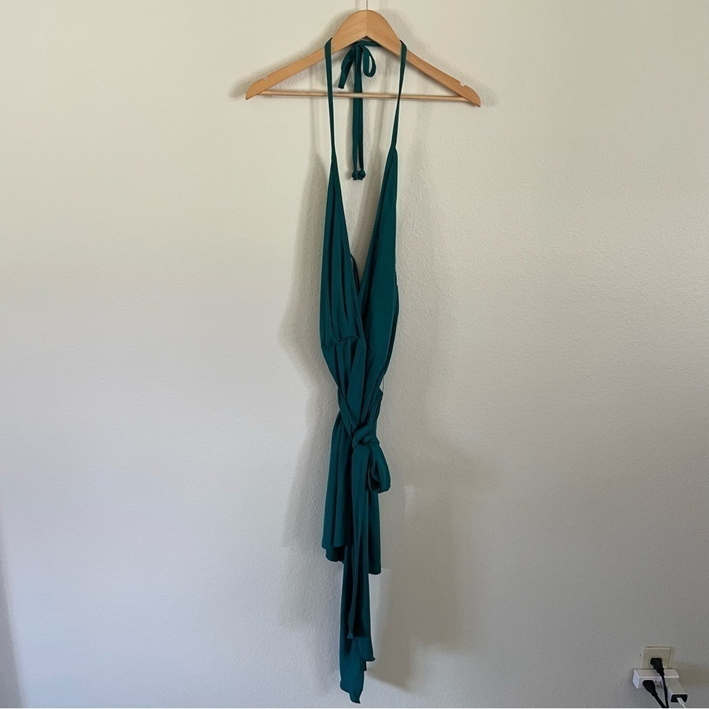 Haute Hippie Halter Wrap‎ Cocktail Mini Dress Emerald Green Size XS - Picture 2 of 13